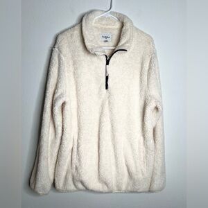 Goodfellow & Co Women’s Quarter Zip Fleece Size L Color Crean Kangaroo Pocket